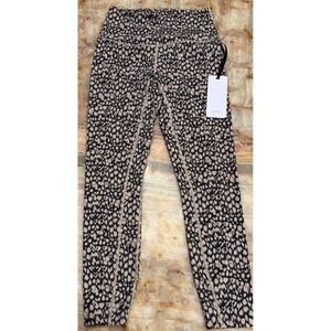 Varley Womens Let's Move High Rise Leggings25 Black Beige Animal Print Small NWT